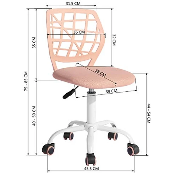 FurnitureR Kinder Schreibtischstuhl, höhenverstellbarer Drehstuhl mit kleinem Loch Rückenlehne Design, geeignet für Kinderzimmer oder Arbeitszimmer, rosa Plica – Bild 2