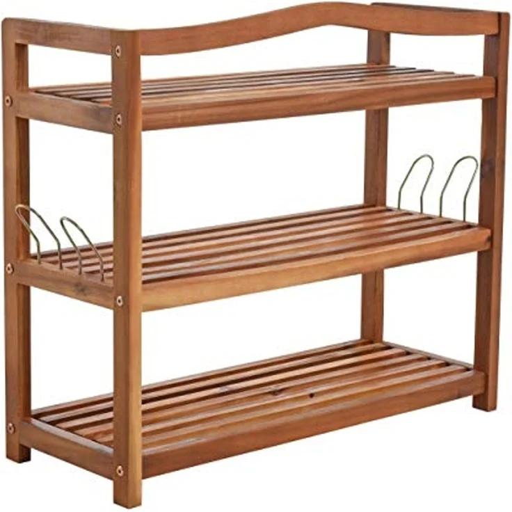 Holz Schuhregal Schuhschrank Schuhablage Holzregal Schrank Ablage Akazie Massiv – Bild 4