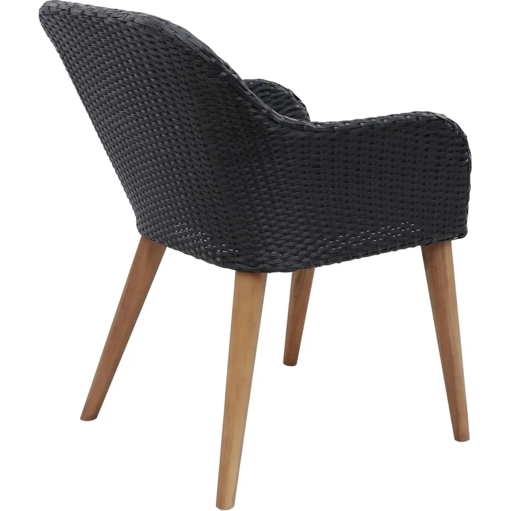 Gartenstuhl EGOS 2er Set Poly-Rattan 62,5x55x82 cm mit Polster Schwarz | Gartenstuhl Rattan Outdoorstühle Balkonstühle – Bild 6
