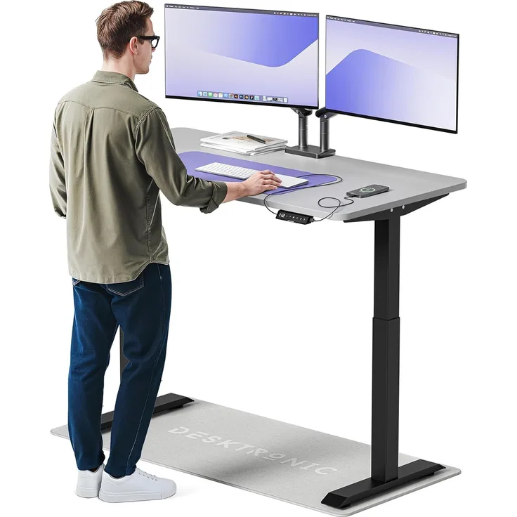 Höhenverstellbarer Schreibtisch (140x70 cm) - Sitz- & Stehpult mit Ladebuchsen - Schreibtisch Höhenverstellbar Elektrisch Touchscreen & Stahlfüßen - Schreibtisch Höhenverstellbar von Desktronic