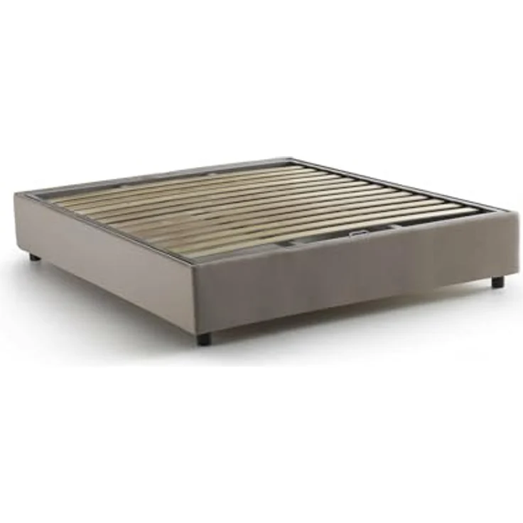 Talamo Italia - Elisa Doppelbett, Bettkasten mit Stoffbezug, 100 % Made in Italy, Öffnung vorne, geeignet für Matratze 160x190 cm, Taupe – Bild 3