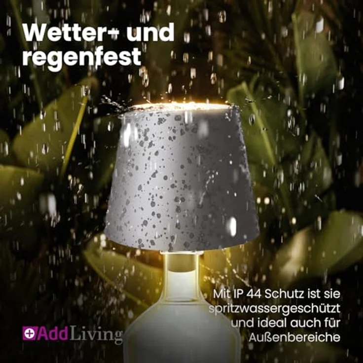 AddLiving LED Akku-Tischleuchte grau, dimmbar mit 3 Lichtfarben und IP44 Schutz für den Innen- und Außenbereich – Bild 4