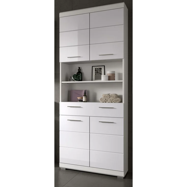 Badezimmer Hochschrank Shawn in weiß Hochglanz 74 x 191 cm – Bild 1