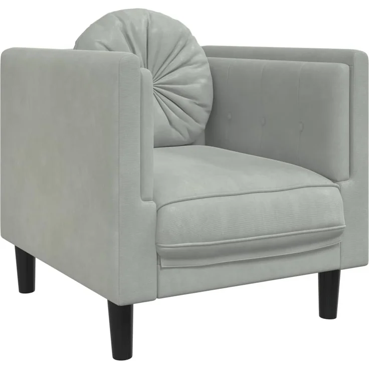 vidaXL Sessel mit Kissen Hellgrau Samt 372622 – Bild 1