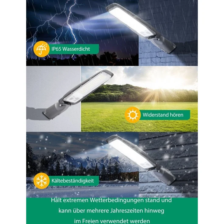 Aigostar Flutlichtstrahler LED Straßenleuchte, 6500K LED-Außenleuchten IP65 IK08(Ohne Ständer), LED fest integriert, Tageslichtweiß – Bild 3