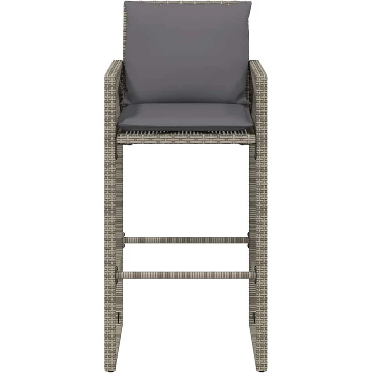 Garten-Barhocker 2er Set, Barstuhl mit Kissen Grau Poly Rattan – Bild 5