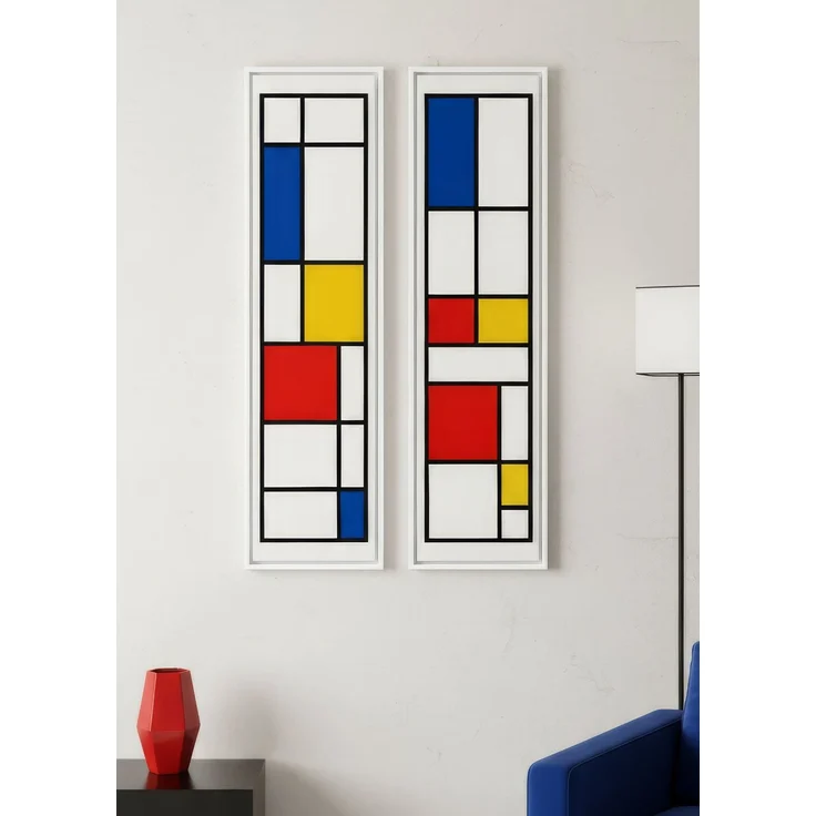 Wallity 'Huhu748' Dekoratives gerahmtes Leinwandbild (2-teilig), Mehrfarbig, 100 x 25 cm – Bild 1