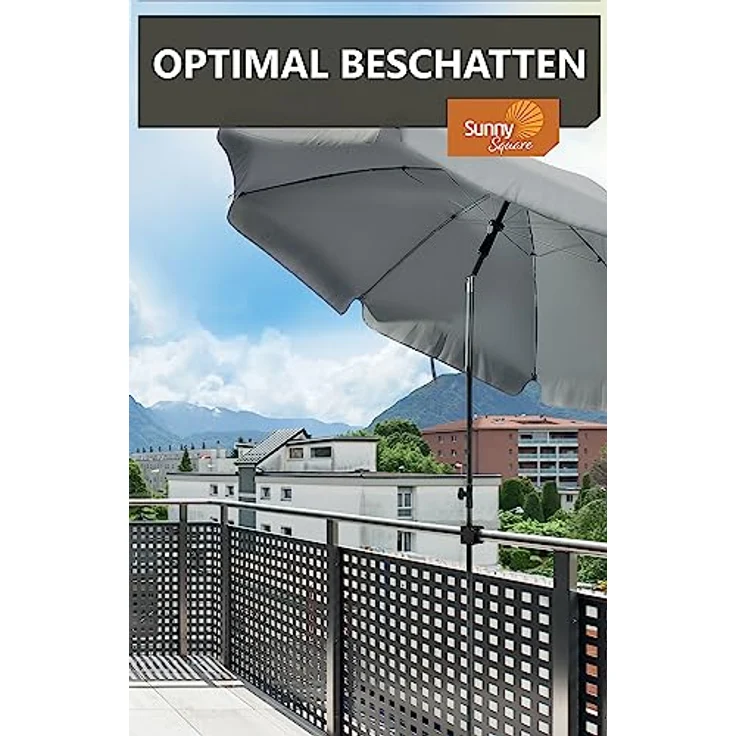 4smile Sonnenschirmhalter Balkongeländer – Aluminium Sonnenschirm Balkon Halterung - Schirmhalterung SunnySquare, stabiles Universaltalent, hält jeden Balkonschirm, schwarz – Bild 3