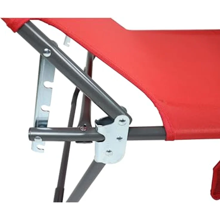 VCM Sonnenliege klappbar Bindox L, Maße ca. 185 x 24 x 55 cm, leicht und kompakt, mit verstellbarem Sonnendach in Rot und Anthrazit – Bild 3