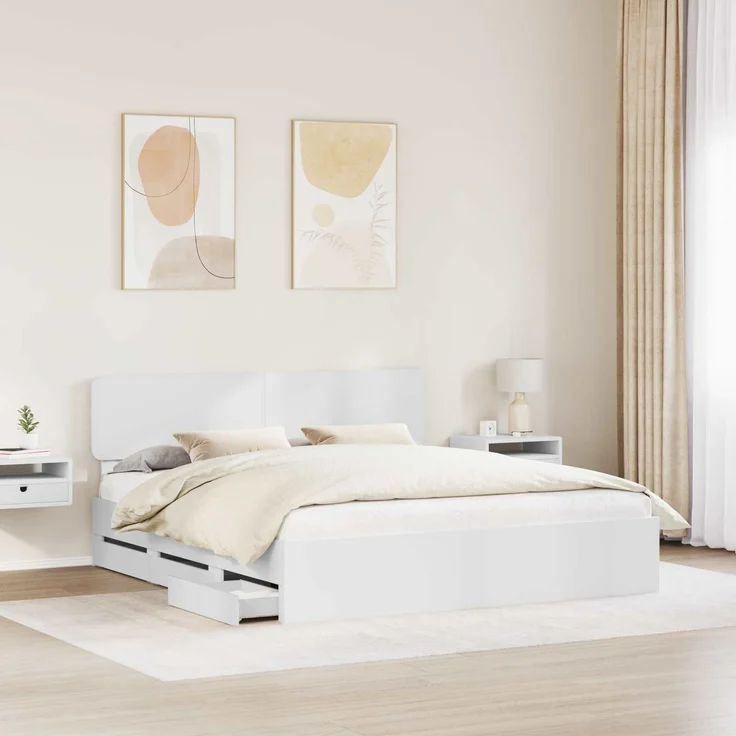 vidaXL Bettrahmen mit Schubladen Weiß 180 x 200 cm Holzwerkstoff 3412157 – Bild 3