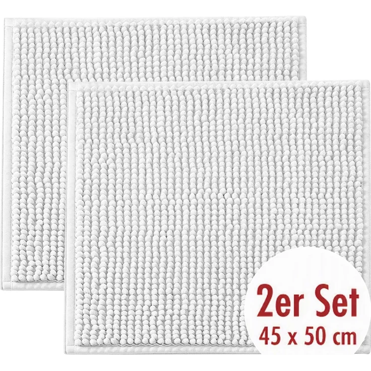 OTTO home Badematte Vanessa Chenille, Standard & Premium, 15mm oder 20mm, auch als 2er Set, rutschhemmend beschichtet, schnell trocknend, strapazierfähig, fußbodenheizungsgeeignet, Polyester, rechteckig, 2-tlg. 45 cm x 50 cm, Uni Farben, besonders weic... – Bild 1