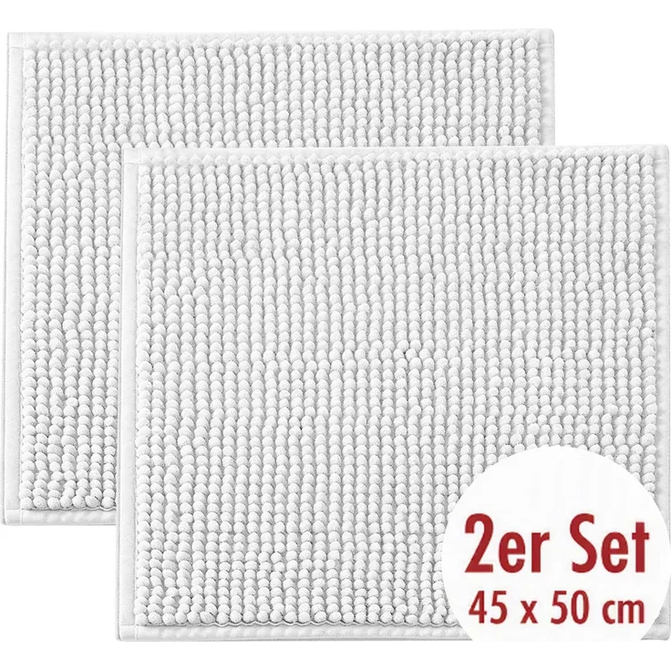 OTTO home Badematte Vanessa Chenille, Standard & Premium, 15mm oder 20mm, auch als 2er Set, rutschhemmend beschichtet, schnell trocknend, strapazierfähig, fußbodenheizungsgeeignet, Polyester, rechteckig, 2-tlg. 45 cm x 50 cm, Uni Farben, besonders weic...