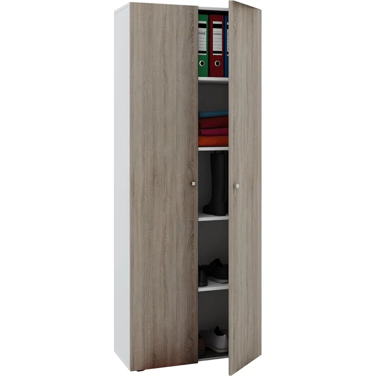 VCM Büroschrank Vandol 912180 Weiß / Sonoma-Eiche B. 70 x H. 178 x T. 40 cm