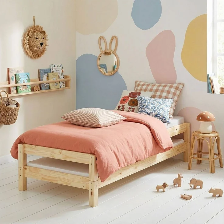 IDIMEX Funktionsbett RINO, Kinder Stapelbett 80x190 cm aus Massivholz platzsparend Natur – Bild 1