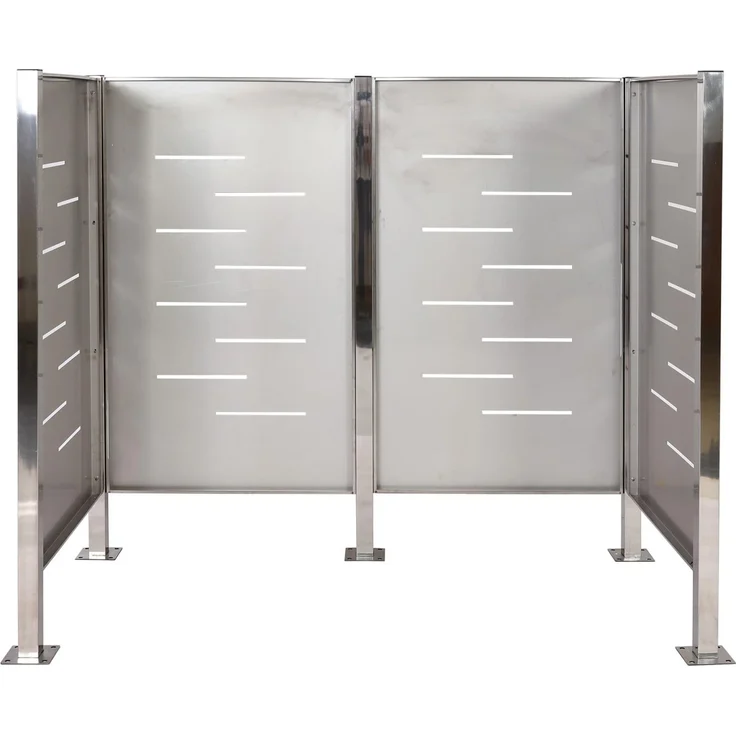 Mülltonnen-Zaun HWC-J55, Mülltonnenverkleidung Mülltonnenaufbewahrung, 150x165x85cm Metall ~ Edelstahl – Bild 6