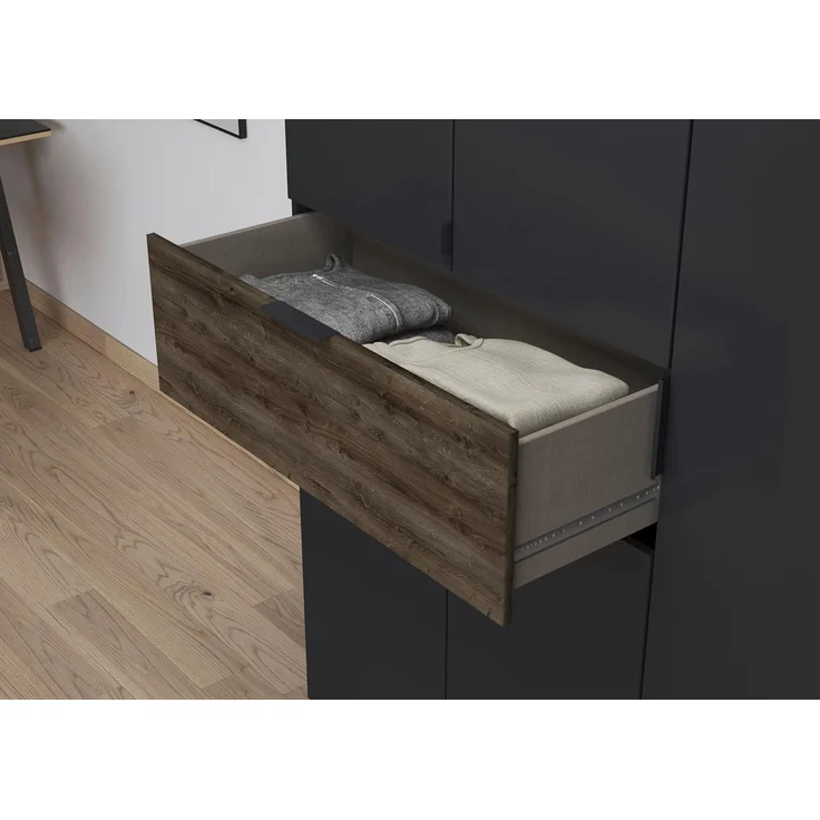 Drehtürenschrank Timo / Ticao, Holzwerkstoff, Anthrazit, 226 x 210 x 54 cm – Bild 10