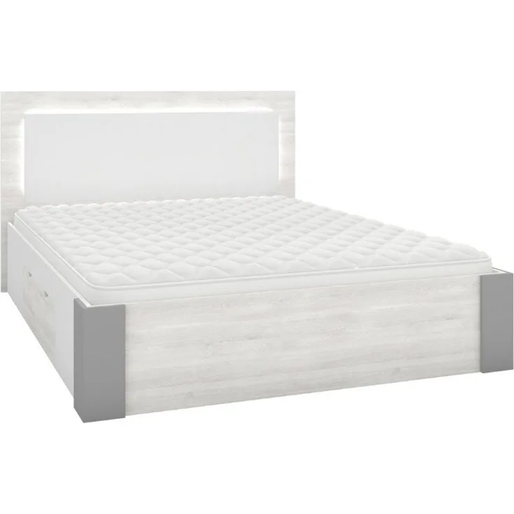 Deine Möbel 24 Bettgestell HEAVEN Bett 160x200 cm mit Beleuchtung Schlafzimmer (Set, 3-tlg, Matratze optional), kombinierbar mit Nachttischen, Schränken und Kommoden