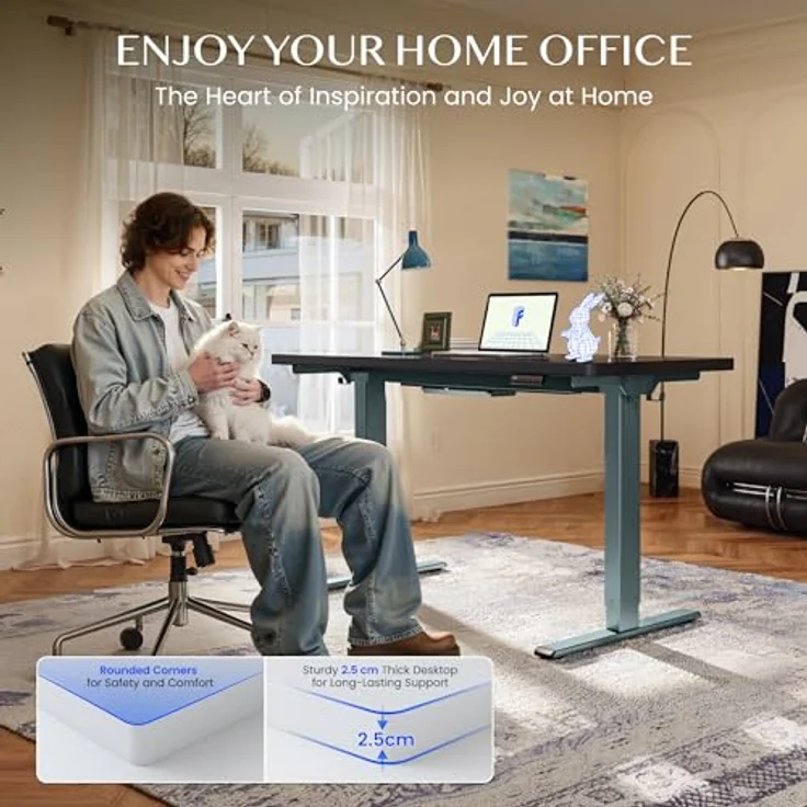 FLEXISPOT Höhenverstellbarer Schreibtisch mit 2 Motoren & 25MM EINTEILIGER Tischplatte 120x80 cm, Ergonomischer Bürotisch Elektrisch mit Kabelmanagement, Memory Funktion & Höhenanzeige – Bild 8