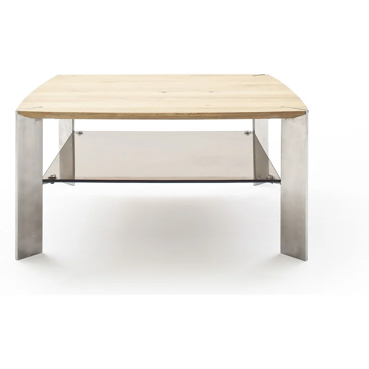 Couchtisch >NELIA< Glasablage, Eiche, Massivholz - 80x41x80cm (BxHxT) – Bild 5