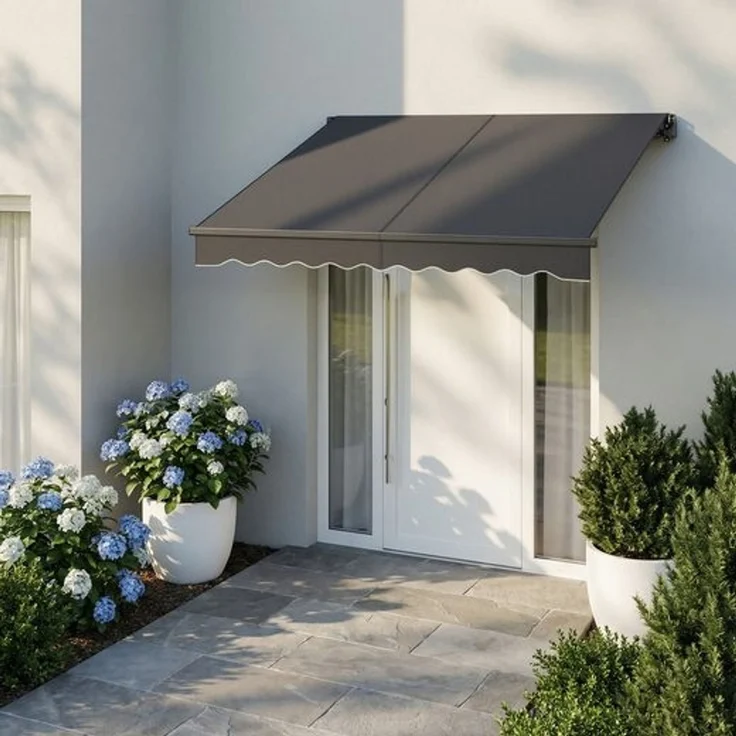 SONGMICS Gelenkarmmarkise, Handkurbel, UPF 50+, Aluminiumlegierung, 250 x 200 cm, grau – Bild 2