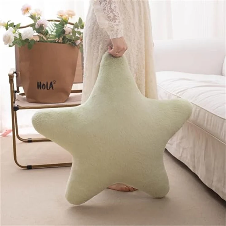 Kuschelkissen Kinder Sternkissen, Weiche Flauschige Sternform Zierkissen Sofakissen, Plüsch Kissen Dekokissen für Mädchen & Jungen Zuhause Schlafzimmer Deko (Gelb,80cm) – Bild 5