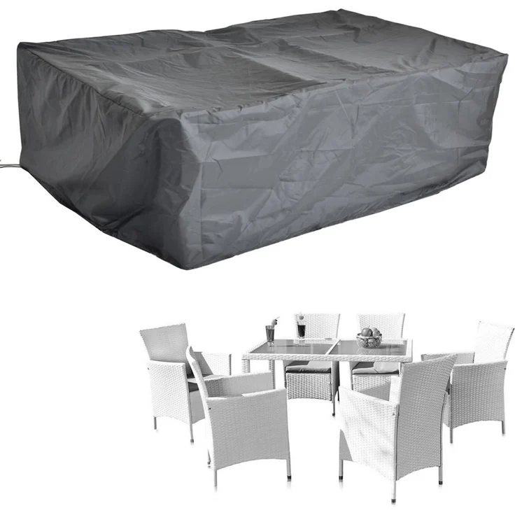 Schutzhülle 160x120x74 Schwarz Gartenmöbel Rattan Abdeckung Plane Haube Wetter – Bild 6