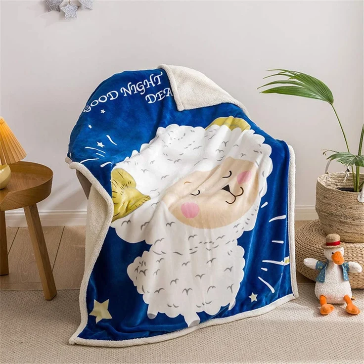 Fansu Doppelte Verdickung Babydecke/Kinderdecke Babys Flanell Kuschlige Sehr Weiche Decke für Babybett/Kinderwagen Neugeborenes Geschenk (100x140 cm,kleines Schaf) – Bild 1