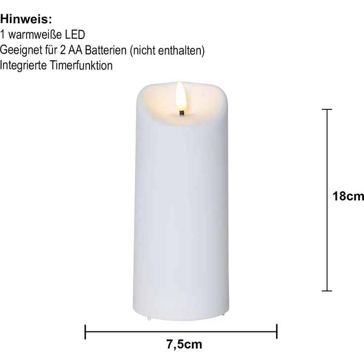 Große LED Outdoor-Kerze ,Flamme', Batterie und Timer, flackernd, warmweiß, 18cm – Bild 4