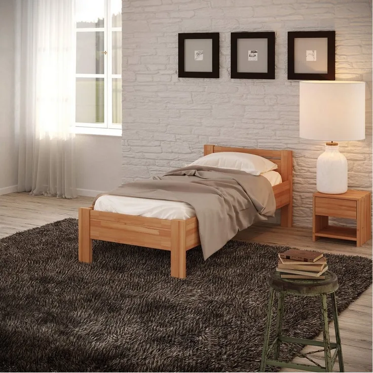 Krok Wood Massivholzbett Seniorenbett SiSi aus Massivholz Buche + Nachttisch