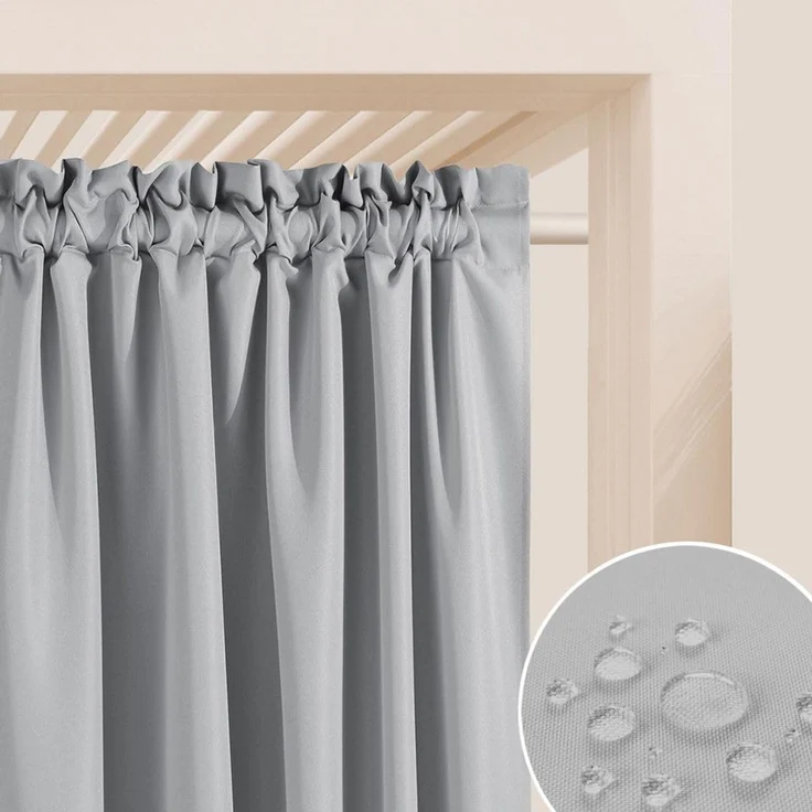 ROOM99 Outdoorvorhäng mit Kräuselband Garden Line 155x250 cm Breite x Höhe Outdoor Vorhang wetterfest Wasserdicht Sichtschutz Sonnenschutz Gardinen Garten Winddicht Hellgrau, 1 Stück – Bild 1