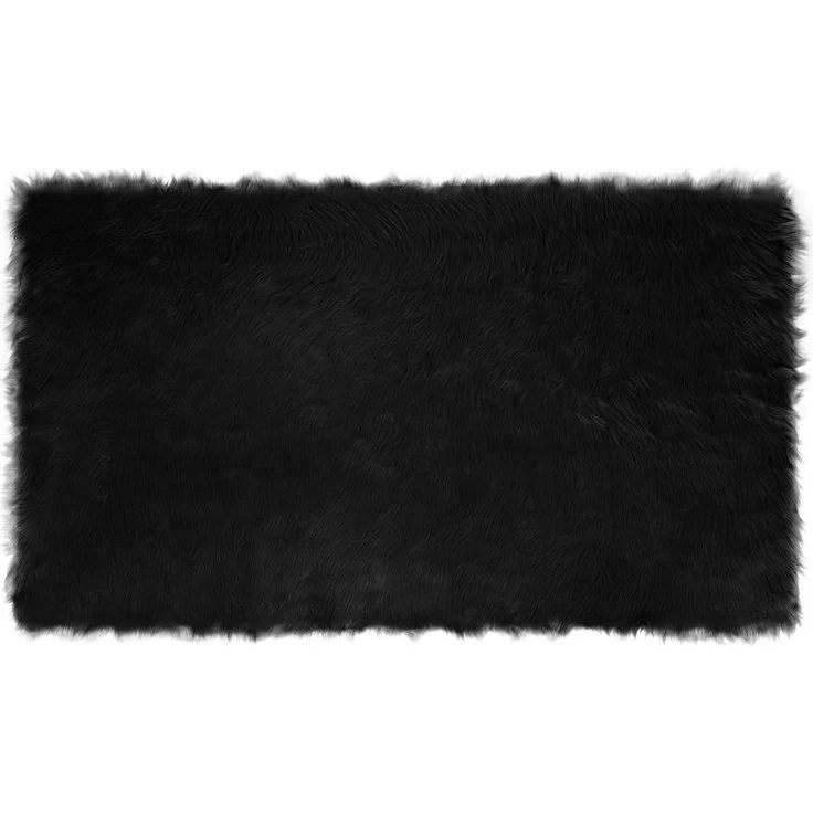 vidaXL Kunstschaffell Teppich Tafalla Schwarz 100 x 200 cm Polyester 42021569 – Bild 1