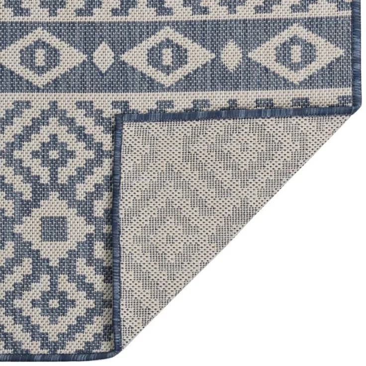 vidaXL Outdoor-Teppich Flachgewebe 80x250 cm Blau Gestreift 340835 – Bild 2