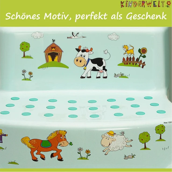 KiNDERWELT Tritthocker 3er Set Funny Farm aquamarin: Kindertopf + WC Aufsatz + zweistufiger (3 St) – Bild 3