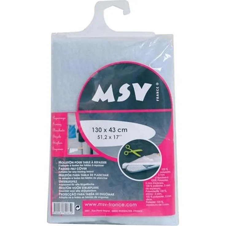 MSV® Bügelbrett Unterlage 100% Polyester - Bügeltisch-Polsterung Unterlegfilz zuschneidbar 130x43 cm