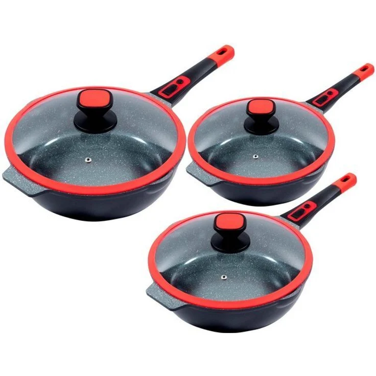 KING Pfannen-Set Click-Grip, Aluminiumguss (Set, 3-tlg, je 1 Pfanne Ø 24/28/32 cm, H: 7,5/8,5/9,5 cm, - 6/2,8/4 l), abnehmbarer Griff, Induktion – Bild 4
