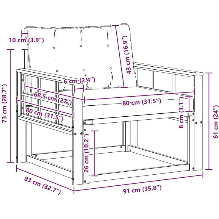 vidaXL Outdoor-Sofagarnitur Massives Akazienholz und Textilene Weiß 3439068 – Bild 9