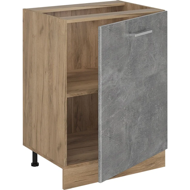 Küchenunterschrank R-Line Beton/Goldkraft Eiche 60 cm mit 1 Tür Arbeitsplatte Anthrazit Vicco – Bild 3