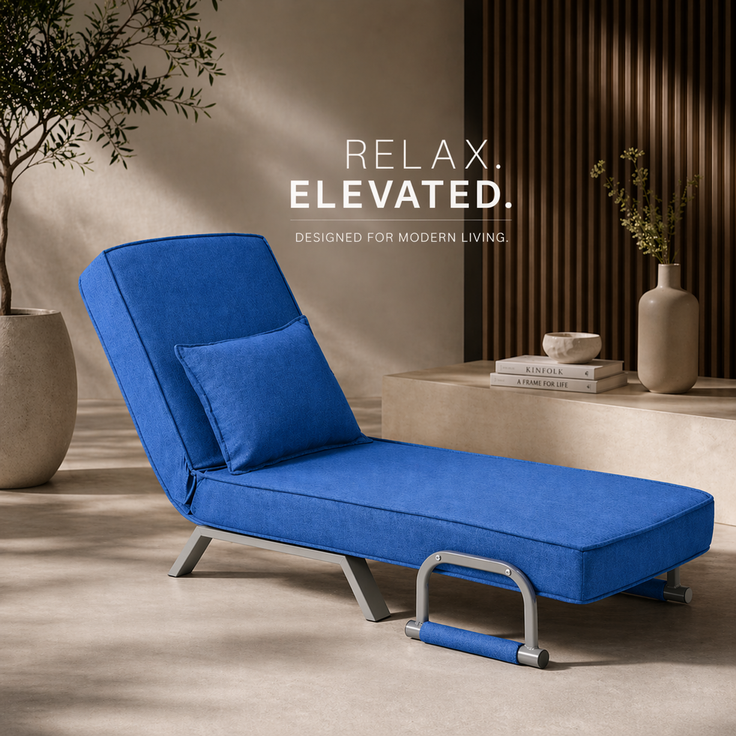 Makika Schlafsessel Schlafsofa Ted klappbar in Blau – Bild 2