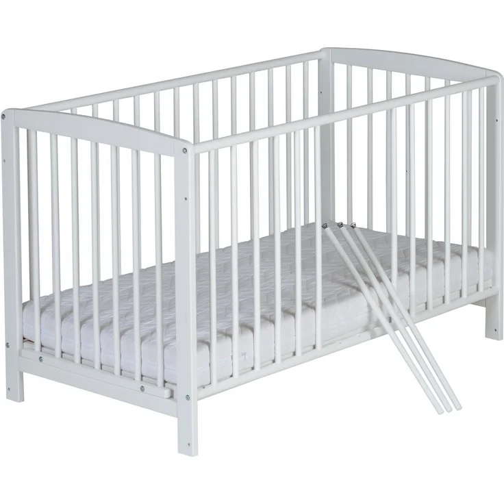 Schardt 'Micky' Beistellbett, weiß, 60x120 cm, inkl. Lattenrost und Umbausteiten, höhenverstellbar, umbaubar – Bild 2