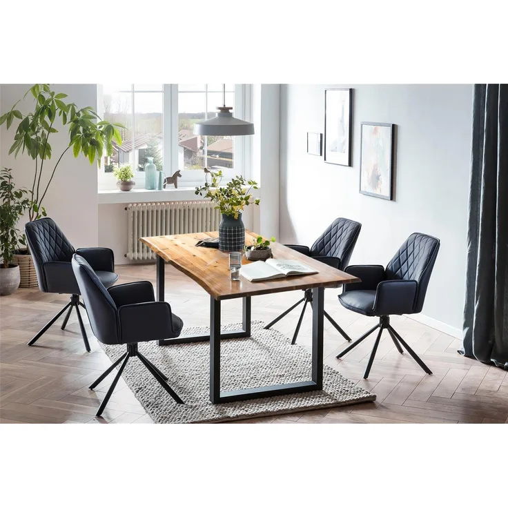 Essgruppe aus 1 x Esstisch Akazie 4 x Esszimmerstuhl