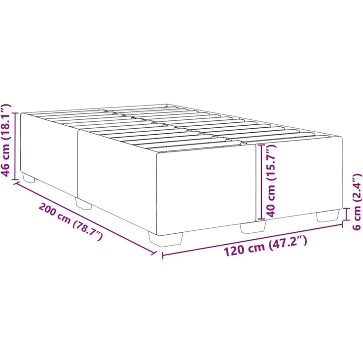vidaXL Bettgestell ohne Matratze Blau 120x200 cm Stoff 3284470 – Bild 8