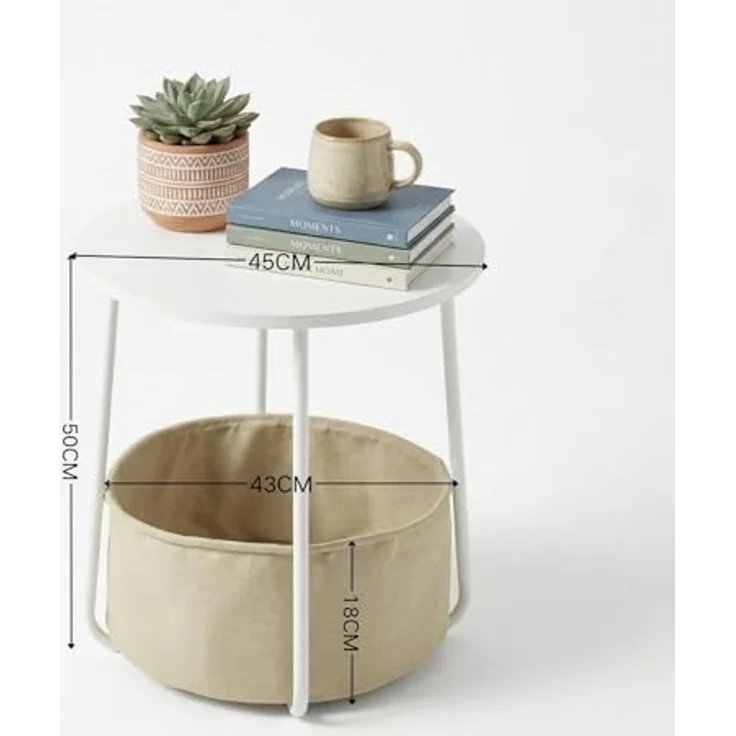 FurnitureR Relaxsessel mit Beistelltisch und Aufbewahrungskorb, Schaukelstuhl Einzelsessel aus Cordstoff mit Rundem Couchtisch 45 cm, Modernes Wohnzimmer Möbel Set, Gelb – Bild 3