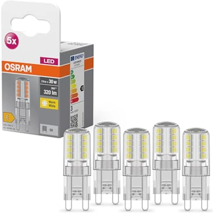Osram Star PIN LED-Lampe für G9-Sockel, klares Glas,Warmweiß (2700K), 320 Lumen, Ersatz für herkömmliche 30W-Leuchtmittel, nicht dimmbar, 5-er Pack – Bild 2