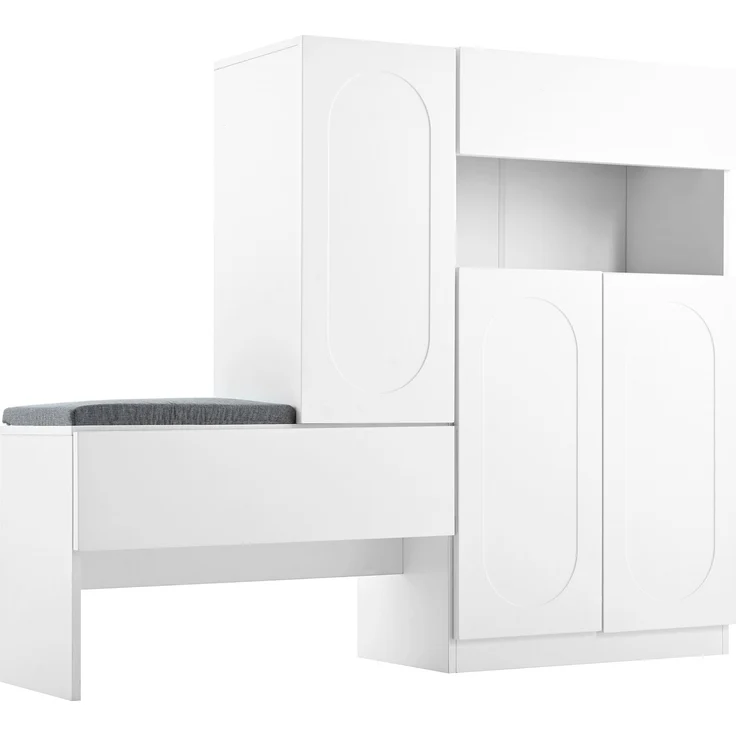 Weißer Schuhschrank mit Sitzbank und höhenverstellbaren Fächern 130 cm Moderner Schuhorganizer für Diele mit Soft Close Funktion Schuhregal Aufbewahrungsbank mit abnehmbarer Sitzauflage và Kippsicherung, 130cmx35cmx110cm, Weiß – Bild 10