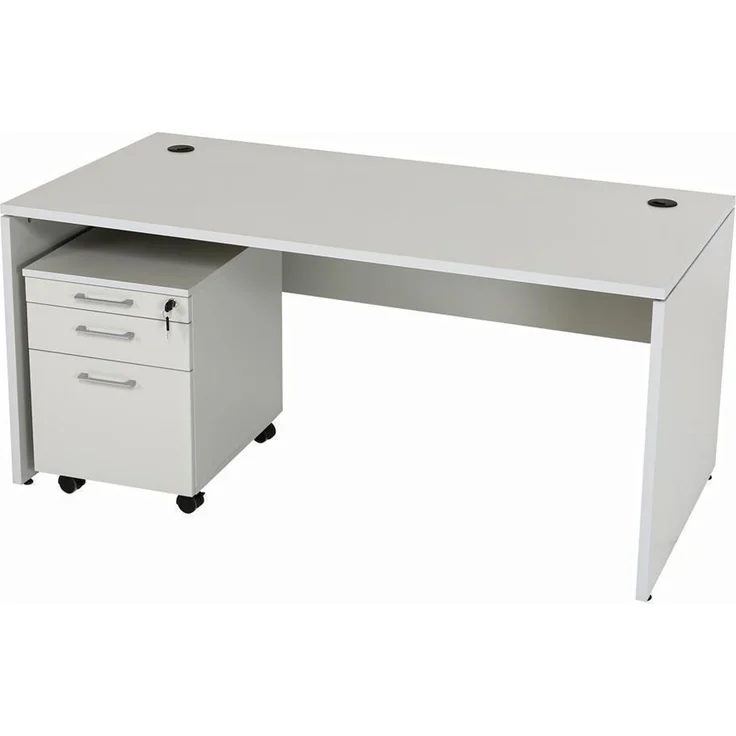 Schreibtisch Nuvi, 160 cm x 80 cm x 75 cm, grau Dekor inkl. Kabelkanal und Monitorständer – Bild 9