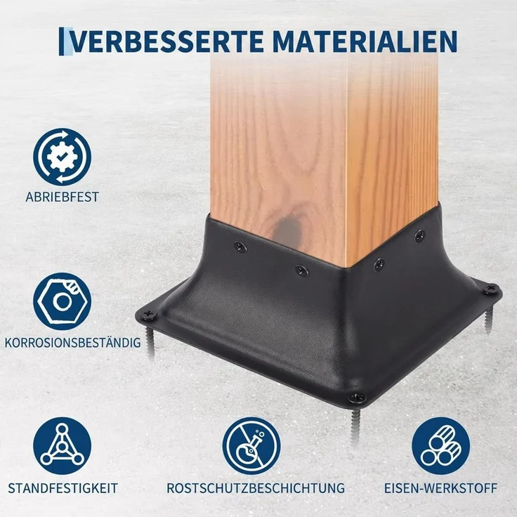 GarveeMore Möbelfuß Deckpfostenfuß, Stahl 2 mm, quadratisch, für 10x10 cm Pfosten, (10-St), 15,2 x 15,2 x 6,4 cm, mit Schrauben, rostresistent, schwarz – Bild 4