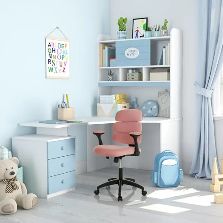 hjh OFFICE Kinderdrehstuhl Kid ERGOLINO B Drehstuhl mit ergonomischer Rückenlehne, Rosa, 736434 – Bild 3