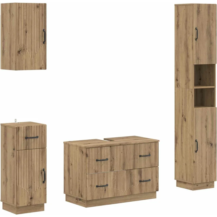 vidaXL 4-teiliges Badezimmer-Schrank-Set HOORN Artisan-Eiche 3417962 – Bild 2