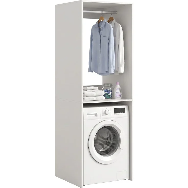 Waschmaschinenschrank (B/H/T: 66x195x60 cm) in weiß Nachbildung – Bild 2