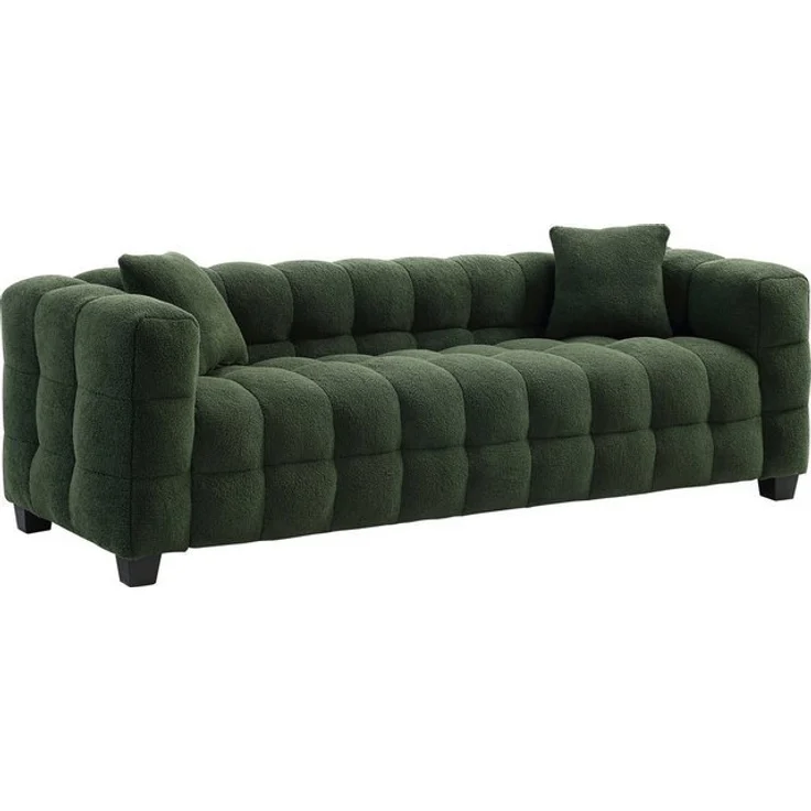 ATLANTIC home collection 3-Sitzer Stella, inkl. 2 Zierkissen und mit modernem Teddy Stoff – Bild 4